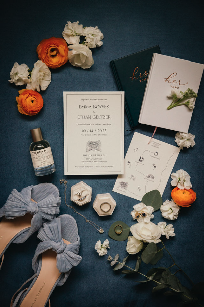 invitation suite with flowers